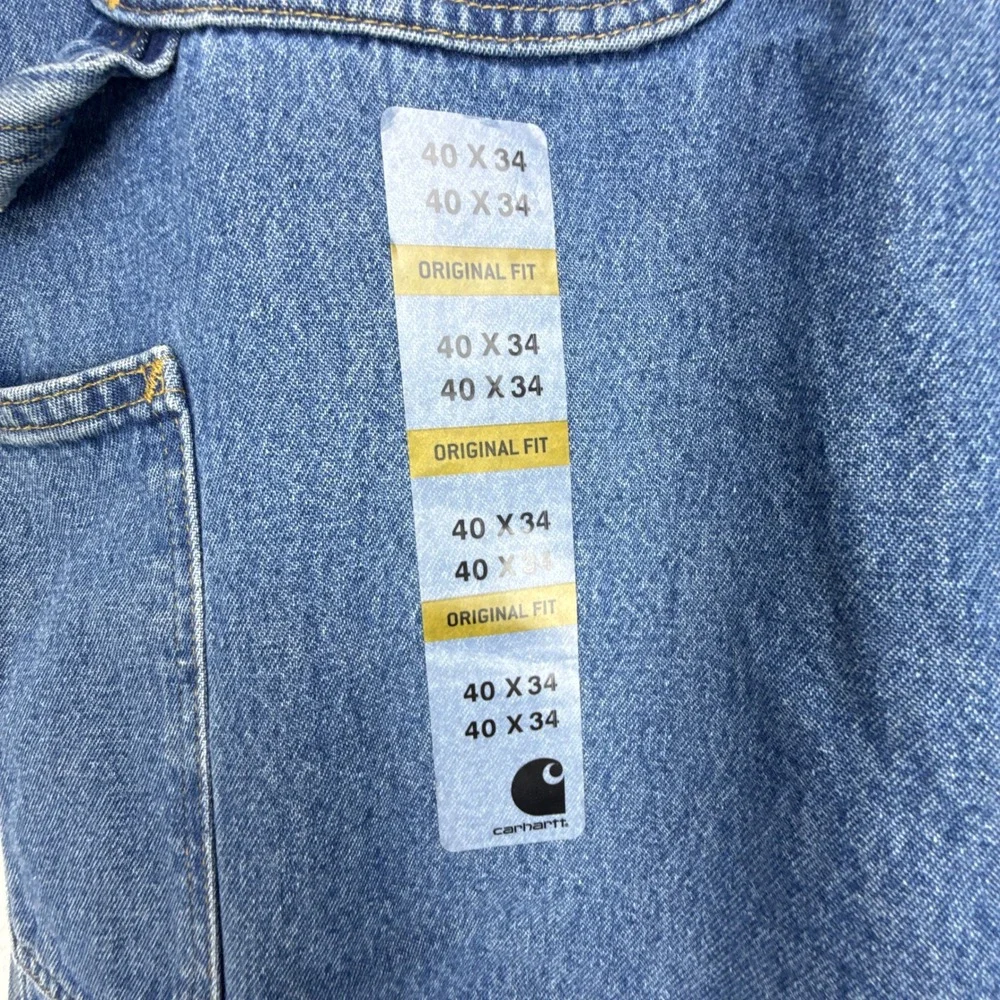 Carhartt‎ B13 STW Original Dungaree Fit Mens Blue Denim Work Jeans 40x34 NWT